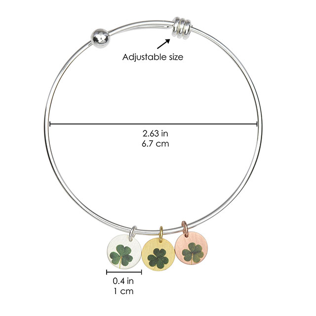 Four Leaf Clover Bracelet Expandable Lucky Shamrock Pendant Charm Bangle Faith Hope Love Lucky Round Disc Bracelet for Women Girls Personalized Jewelry Gift