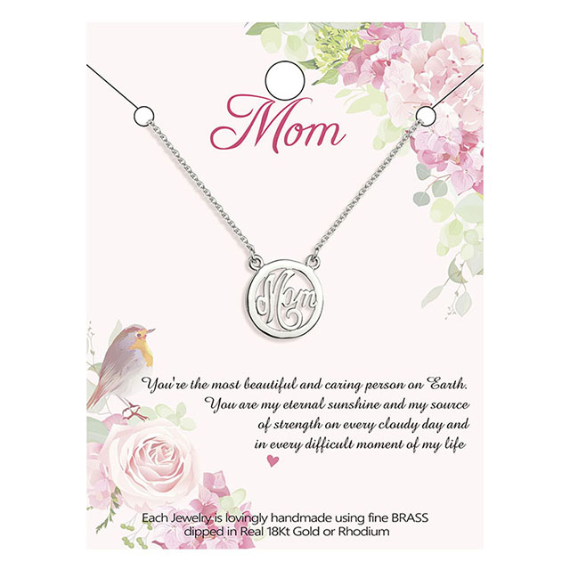 Mom Necklace for Women Silver Gold Plated Cubic Zirconia Circle Pendant Necklace Jewelry Gifts for Mom Wife Grandma Birthday Mothers Day Mom Gifts from Daughter Son Kids