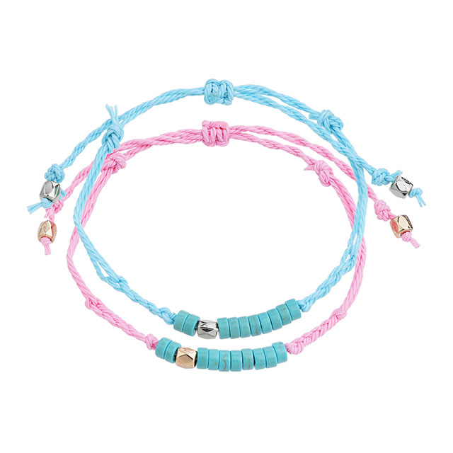 Turquoise Bead Pinky Promise Bracelets Best Friend Matching Bracelets Long Distance Bracelet Friendship Gifts for Women Teen Girls Sisters Birthday Gifts