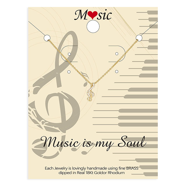 Musical Note Pendant Necklace Cubic Zirconia Music Note Jewelry Gifts 