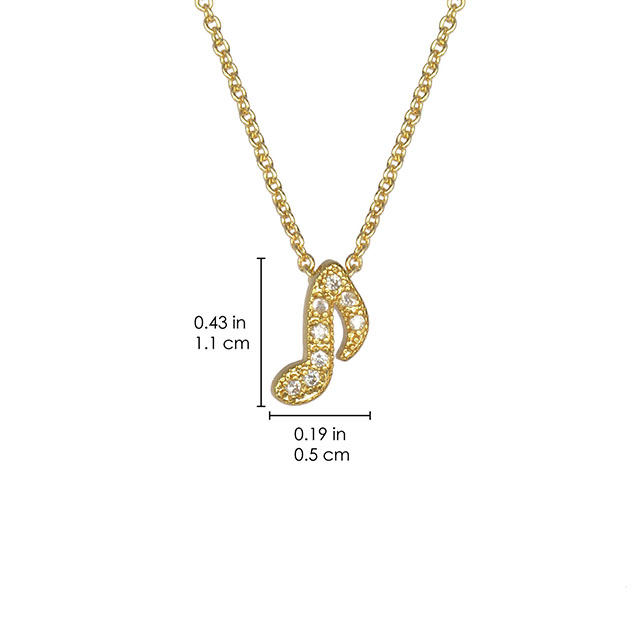 Musical Note Pendant Necklace Cubic Zirconia Music Note Jewelry Gifts 