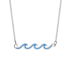 Wave Necklace Gold Silver Plated Ocean Wave Necklace Dainty Beach Choker Necklaces for Women Teen Girls Surfer Jewelry Gifts Boho Summer Necklace