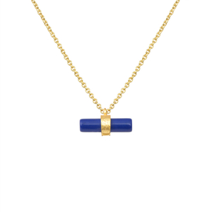 Gemstone Necklace Column Rectangle Turquoise Lapis Lazuli Jewelry for Girls