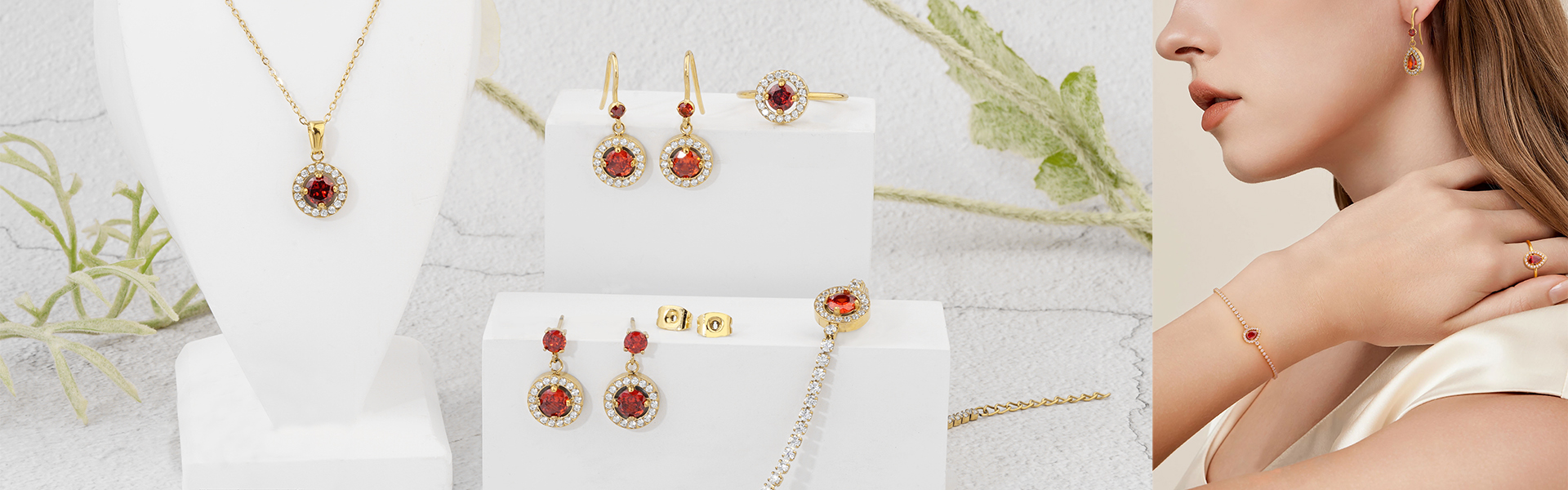 Set,Ring,Bracelet,Hook Earrings,CZ,Colorful,Round-129_X-Model