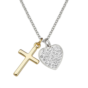 Heart Cross Necklace Pendant Faith Prayer Charm Christian Religious Birthday Christmas Jewelry 