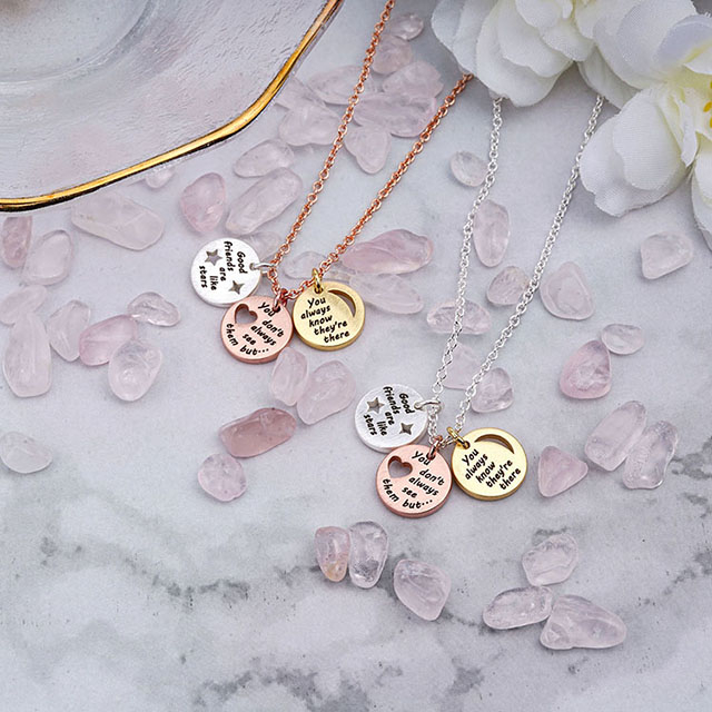 Engraved Good Friends Are Like Stars Coin Charm Necklace