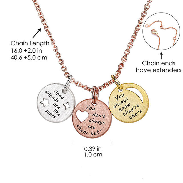 Engraved Good Friends Are Like Stars Coin Charm Necklace