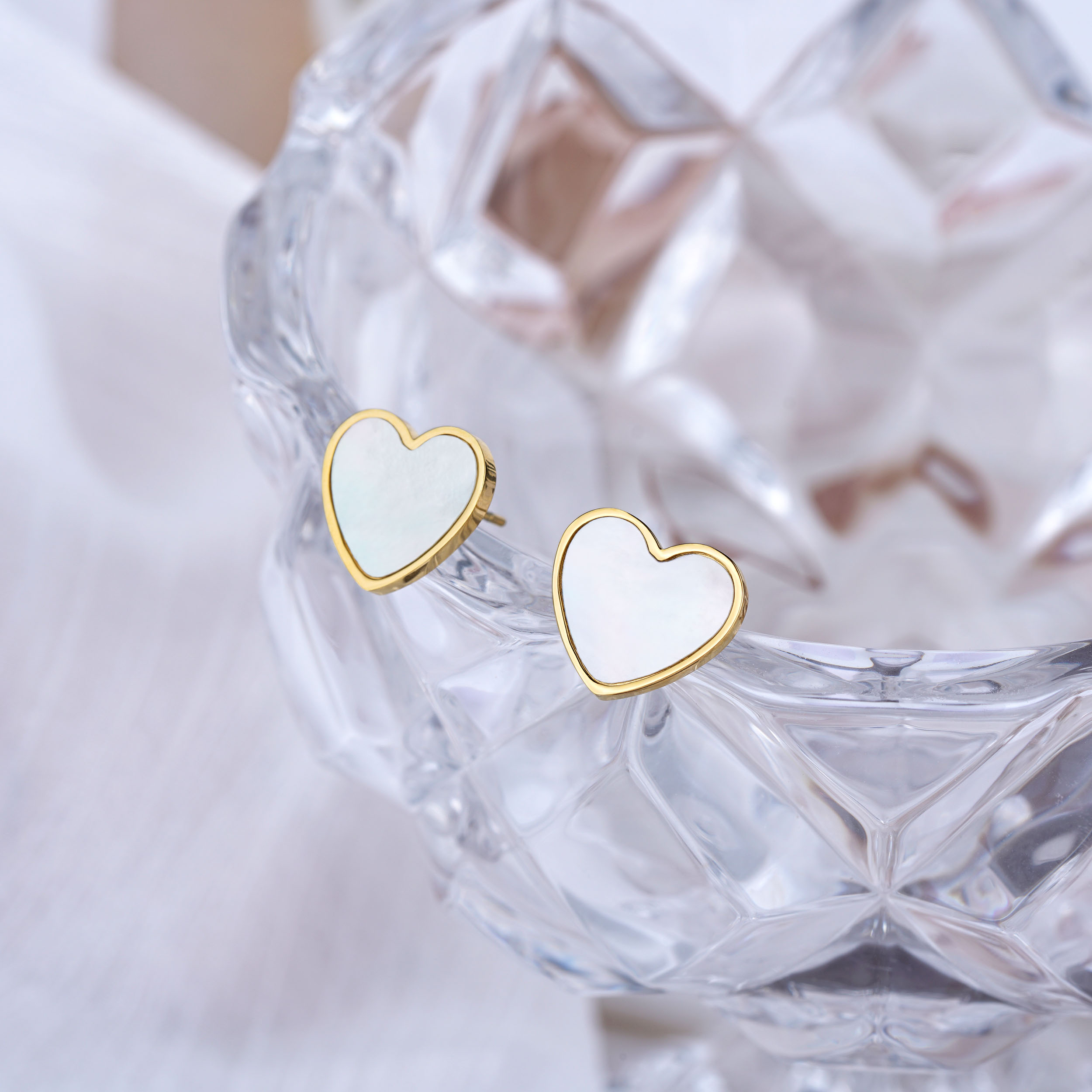 18k Gold Plated Women Jewelry Stainless Steel Paperclip Chain Heart Shape Pendant Necklace 