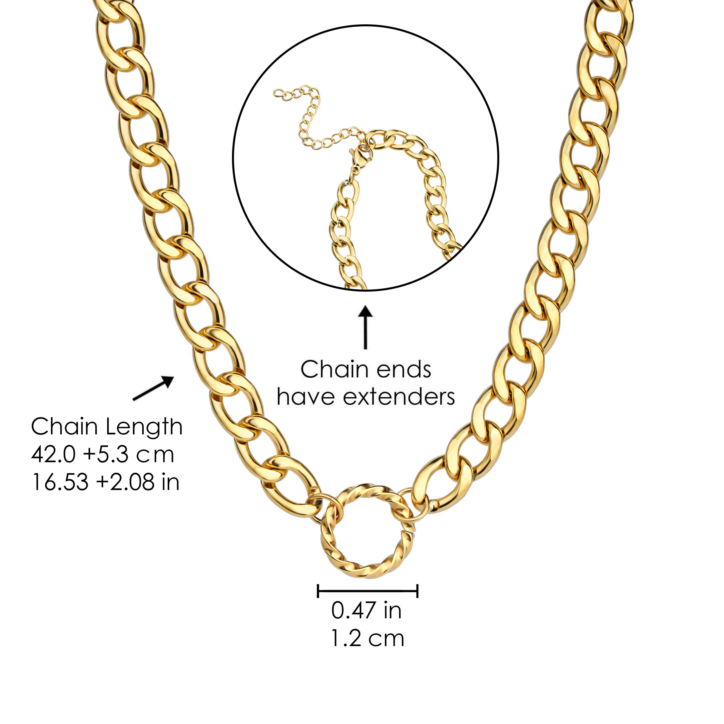 Stainless Steel Necklaces Cuban Chain Necklace Women Large Chunky Choker 