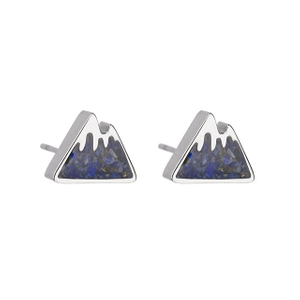 Mountain Stud Earrings for Women Small Tumbled Gemstone Chips Filled Mountain Range Earrings Stainless Steel Snow Mountain Earrings Studs for Girls Jewelry Gift 