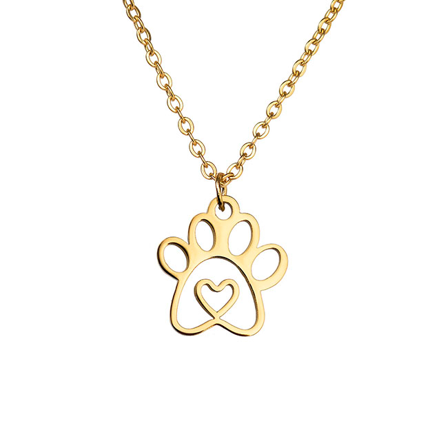 Dog Paw Necklace Cute Animal Necklace Dainty Paw Print Pendant Necklace Dog Themed Memorial Necklace Jewelry for Women and Girls Pet Lovers Dog Mom Gifts 
