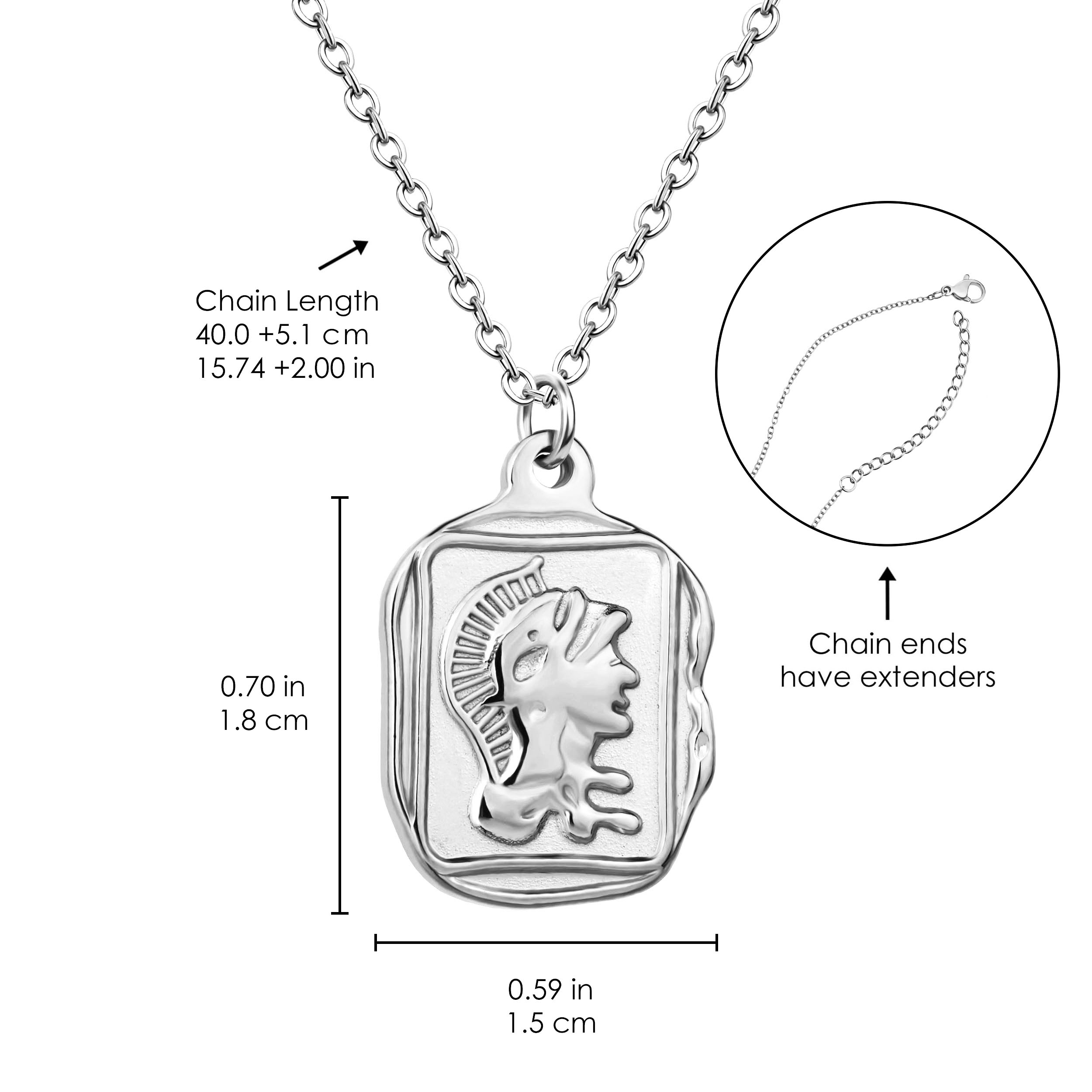 Stainless steel Necklace Retro Portrait Embossed Clavicle Chain