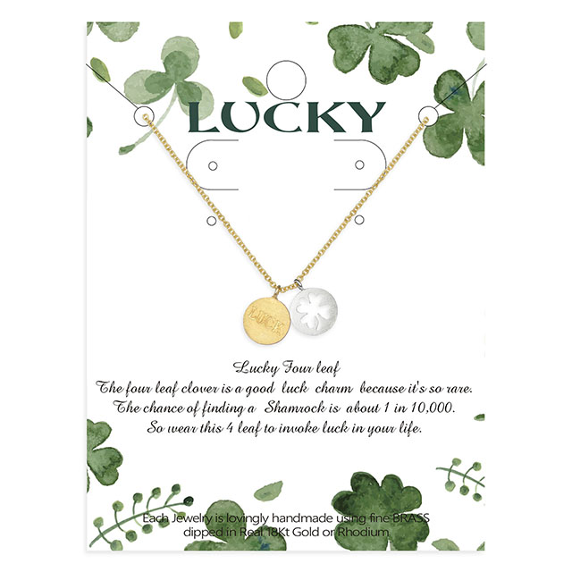 Personalized Luck Charm Four Leaf Clover Pendant Necklace