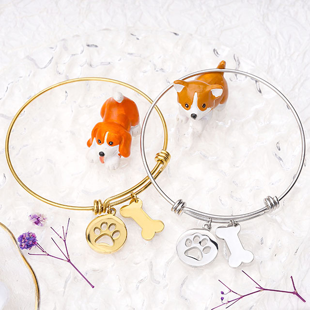 Expandable Dog Paw Charm Bracelet