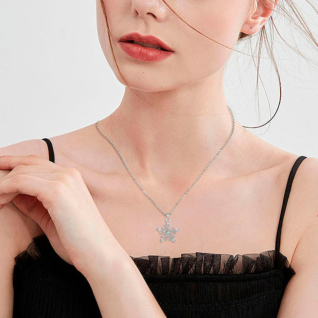 Crystal Snowflake Fashion Christmas Necklace Holiday Gifts 