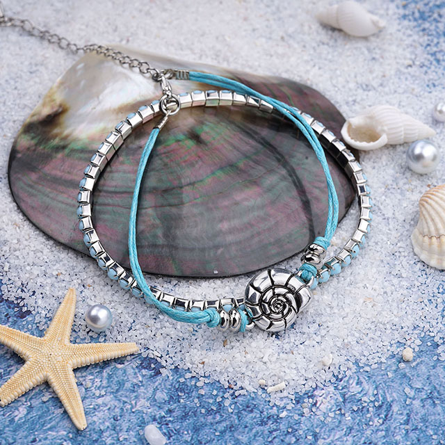 Beach Bracelets for Women Boho Starfish Turtle Conch Shell Anklets Turquoise Beaded Stretch Bracelets Adjustable Ankle Bracelets Chain Foot Jewelry for Women Teen Girls 