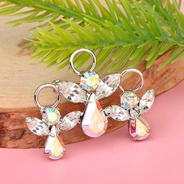 Guardian Angel Vintage Crystal Rhinestone Angel with Wings Brooch 