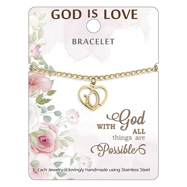 Dainty Silver Gold Plated Chain Bracelets with Heart Charm Christian Bracelets Prayer Religious Jewelry God Is Love Bracelet for Women Girls Heart Bracelets Valentine Birthday Gifts 