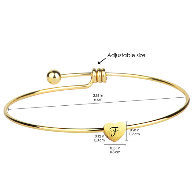 Bangle Bracelets for Women Girls 18K Gold Plated Dainty 26 Letter Bracelets Heart Initial Bracelet Expandable Bangles Personalized Jewelry Gift 
