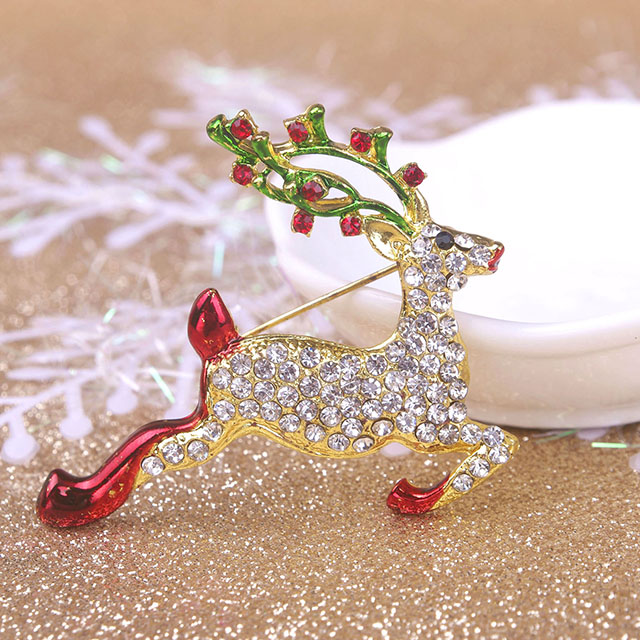 Fashion Christmas Jewelry Holiday Gifts Colorful Enamel Cute Deer Brooch 