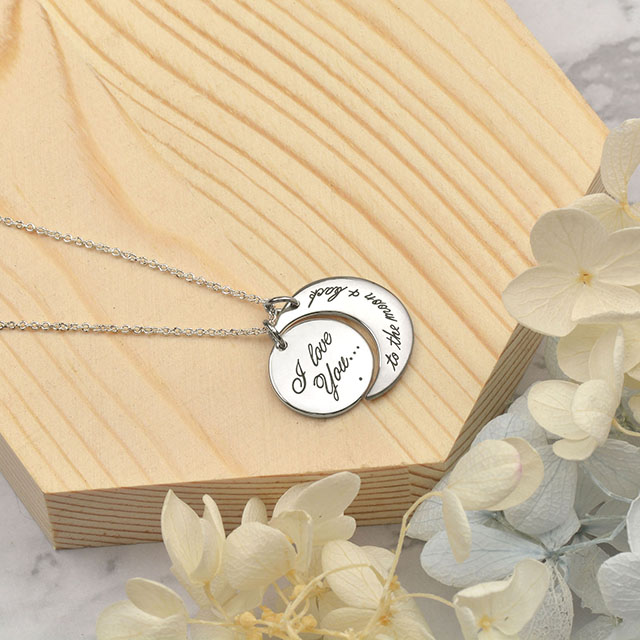 I Love You to The Moon and Back Necklace Silver Gold Plated Moon Pendant Necklace Jewelry Gifts for Women Mom Wife Girlfriend