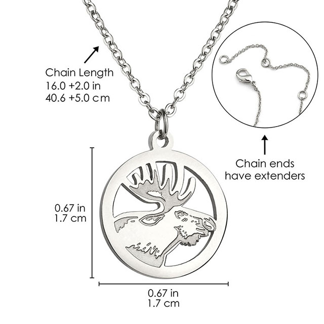  Animal Necklace for Women Silver Gold Plated Wildlife Nature Animal Pendant Circle Necklace Bear Moose Deer Elk Necklace Nature Jewelry Animal Lover Gifts 