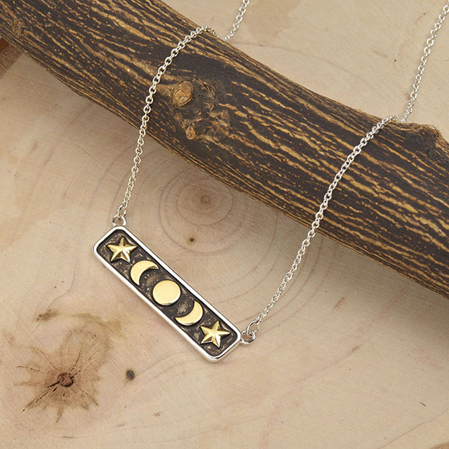 Moon Phase Necklace for Women Silver Plated Moon Necklace Bar Necklaces Moon Pendant Necklace Charm Moon Jewelry Birthday Gifts 