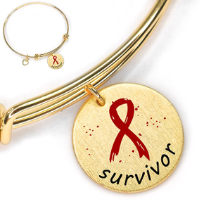 Aid, courage, strength, red, survivor, ribbon, bracelet, gift for caring for women