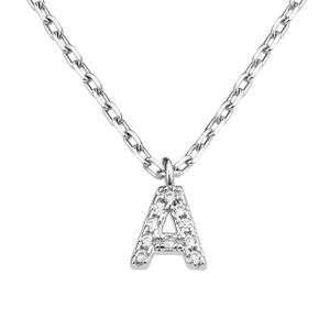 Initial Necklace for Women Silver Plated Dainty Cubic Zirconia Initial Necklaces A-Z Alphabet Letter Necklace Pendant for Women Girls Jewelry Birthday Gift 