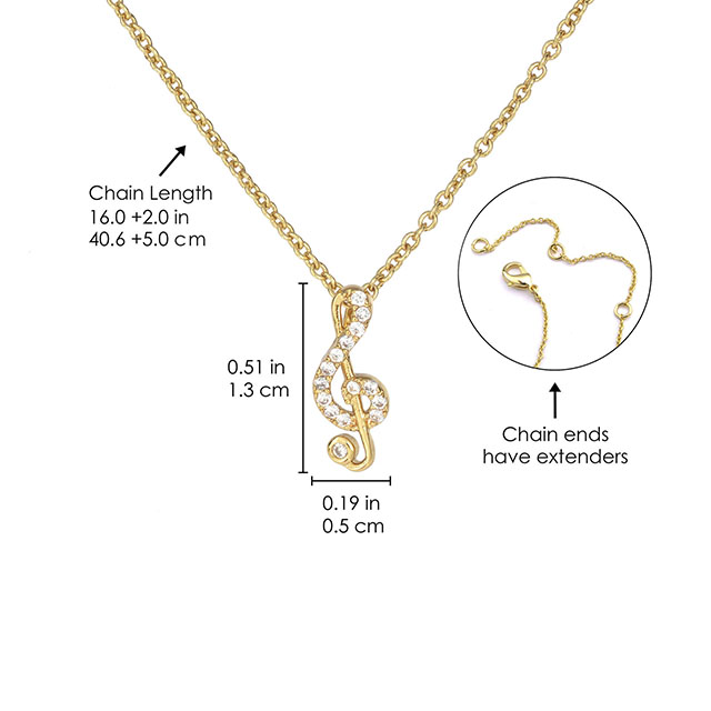 Musical Note Pendant Necklace Cubic Zirconia Music Note Jewelry Gifts 