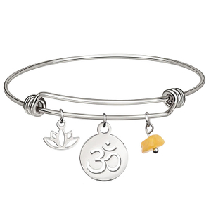 Lotus Flower Charm Expandable Stainless Steel Chakra Stone Yoga Bracelets Spiritual Jewelry 