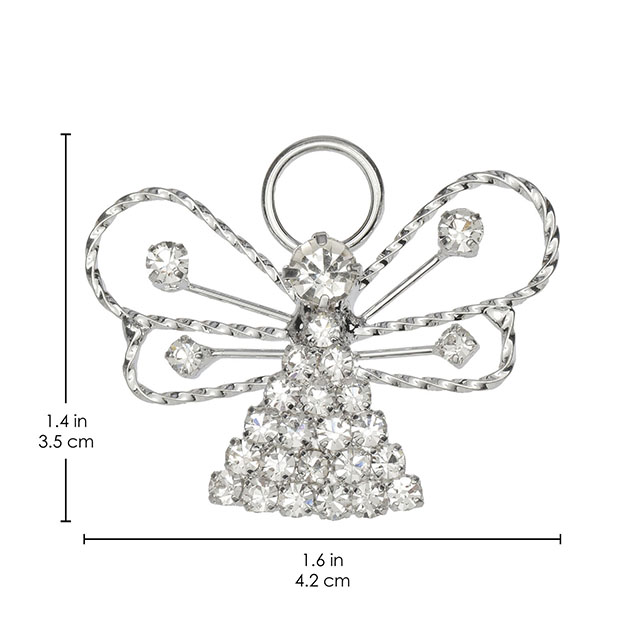 Guardian Angel Vintage Crystal Rhinestone Angel with Wings Brooch 