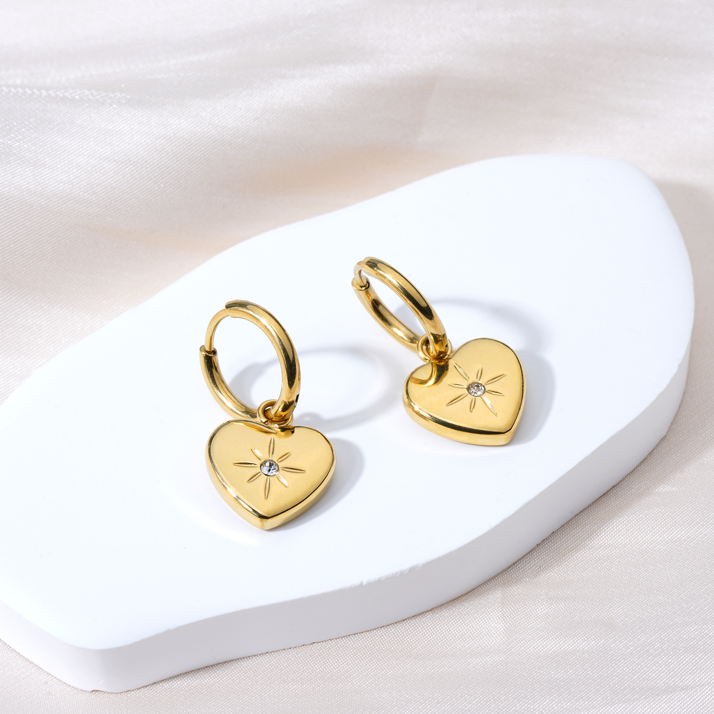 Trendy Gold Plated Stainless Steel Earrings