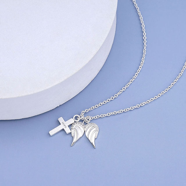 Heart Cross Necklace Pendant Faith Prayer Charm Christian Religious Birthday Christmas Jewelry 