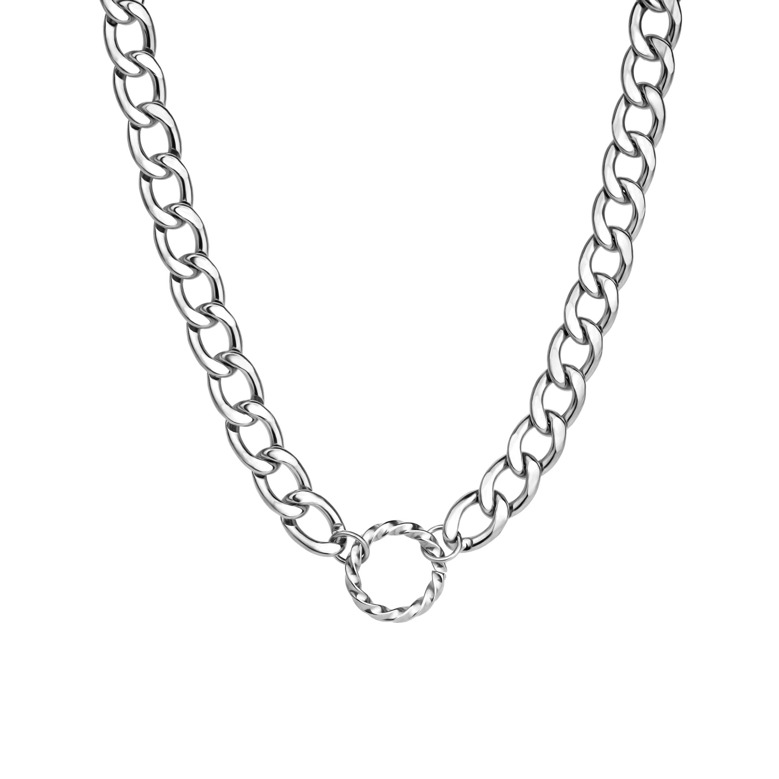 Stainless Steel Necklaces Cuban Chain Necklace Women Large Chunky Choker 