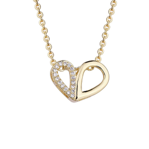 Custom Bling Heart Zircon Love Pendant Necklace Gold Plated Hollow Heart Pendant Necklace