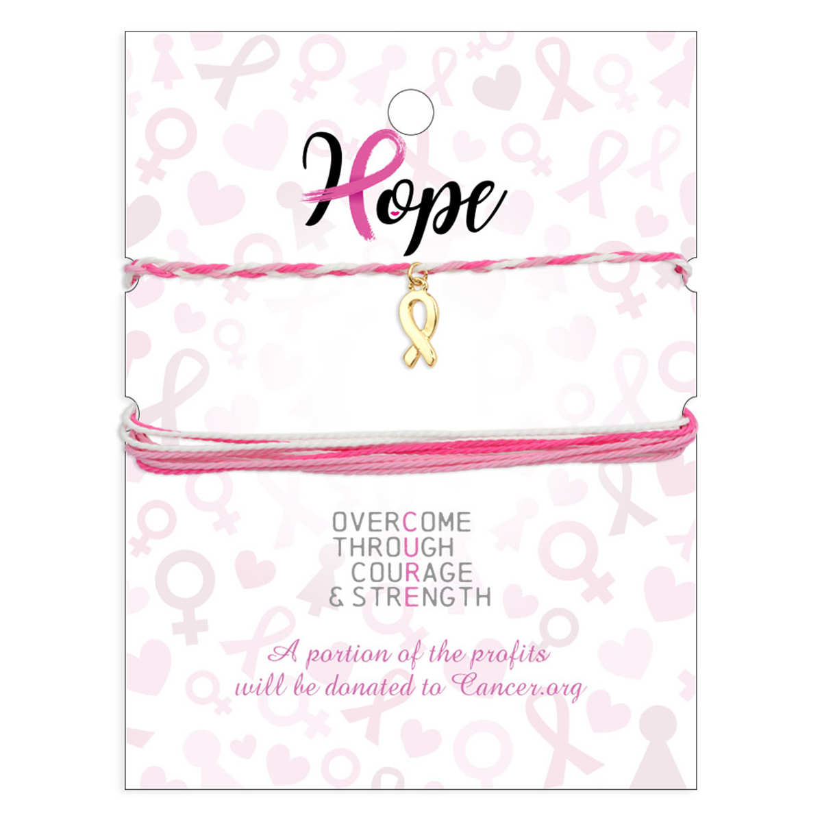 Pink Bow Ribbon Bracelet for Breast Cancer Awareness