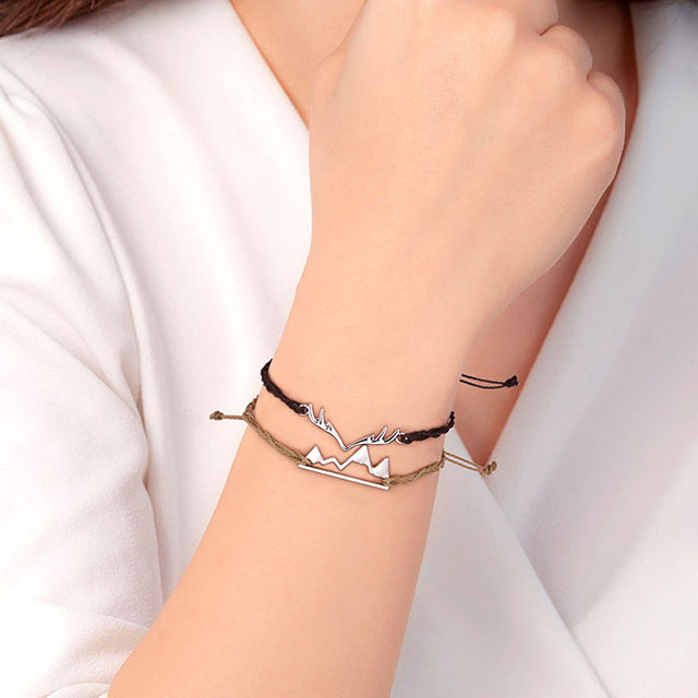 Deer Antler Snowy Mountain Range Adjustable String Bracelets