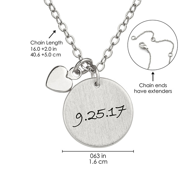 Personalized Quotes Necklaces Engraved Disc heart Pendant Necklace Encouragement Jewelry Gift 