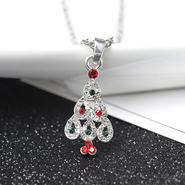 Christmas Crystal Rhinestone Enamel Necklace 