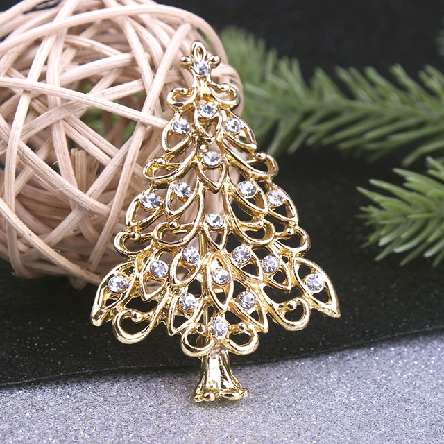 Christmas Tree Brooch Pin Crystal Rhinestone Enamel Pearl Brooches