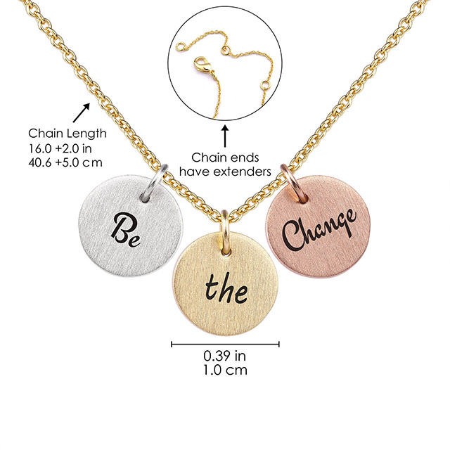 Inspirational Disc Necklace Gold Silver Plated Dainty Personalized Quotes Necklaces Engraved Disc Pendant Necklace Encouragement Jewelry Gift 