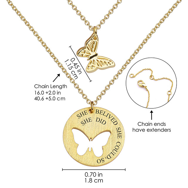 2PCS Butterfly Necklaces for Women Girls Gold Plated Butterfly Matching Necklaces for Best Friends Mother Daughter Butterfly Cutout Pendant Necklace 