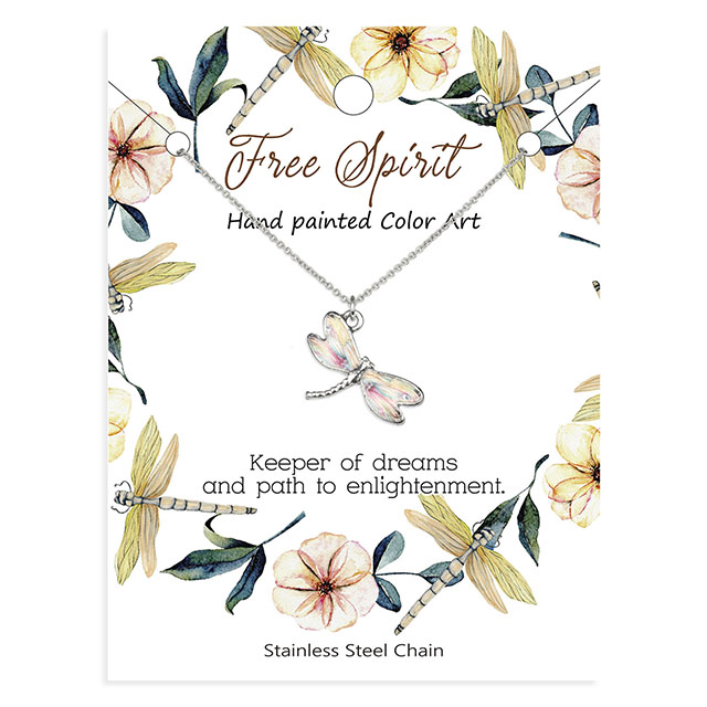 Colorful Dragonfly Necklace Hand Painted Dragonfly Necklaces for Women Dainty Cute Dragonfly Charm Jewelry Pendant Necklace -silver