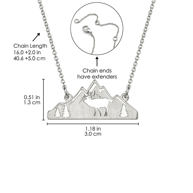 Mountain Necklace for Women Silver Plated Animal Cutout Forest Tree Mountain Range Pendant Necklace Nature Jewelry Gift for Skiers Hikers Nature Lovers