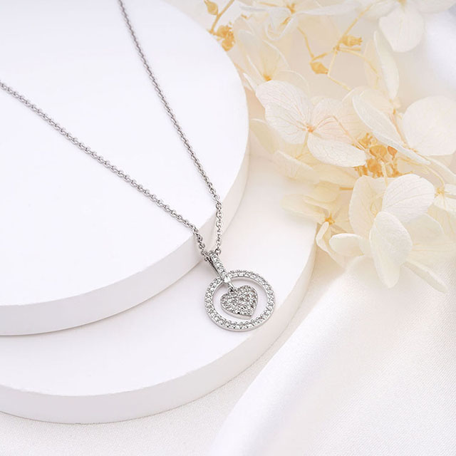 Cubic Zirconia Heart Necklace for Women Silver Gold Plated Dainty Infinity Love Heart Pendant Necklace for Girlfriend Wife Girls Birthday Valentines Day Mothers Day Gift Jewelry