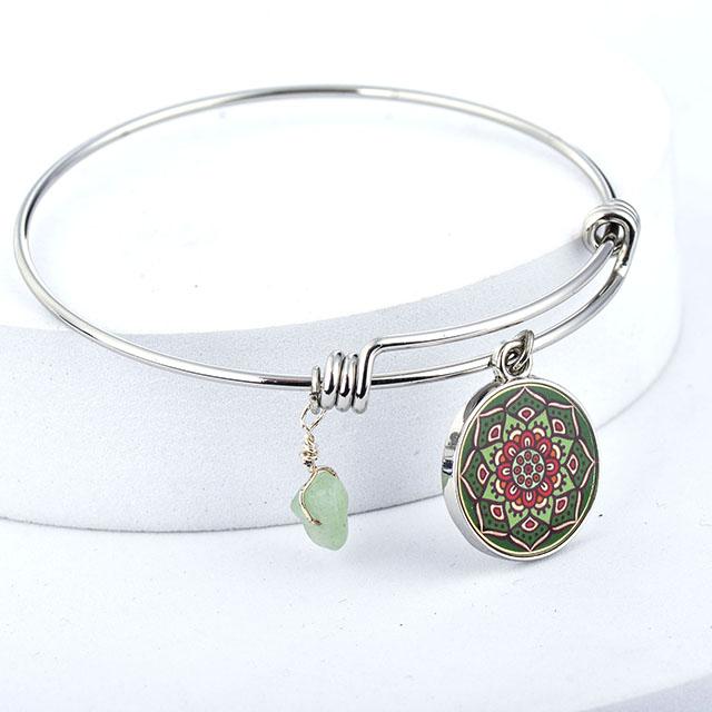 Mandala Lotus Flower Charm Bracelets Gemstone Amethyst Turquoise Bracelet Chakra Mala Yoga Bracelets 