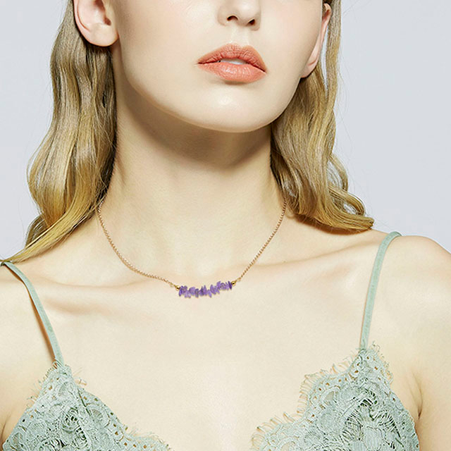 Gold Or Silver Plated Dainty Gemstone Bar Necklaces for Women 