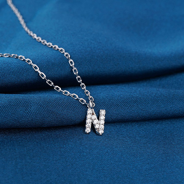 Initial Necklace for Women Silver Plated Dainty Cubic Zirconia Initial Necklaces A-Z Alphabet Letter Necklace Pendant for Women Girls Jewelry Birthday Gift 