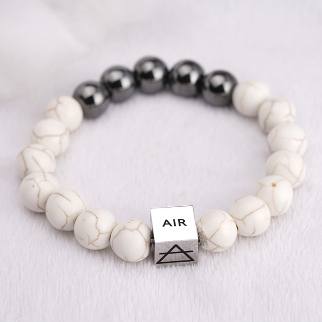 Gemstone Beaded Bracelets for Women 4 Element Cube Crystal Stone Beaded Stretch Bracelets 